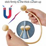 2 Pair Magnetic Curtain Tiebacks Convenient Drape Tie Backs-Pearl Decorative Rope Holdback Holder(2 pair).Golden