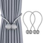 (1 Pair) Curtain Tiebacks Curtain Drape Hold backs Clips Rope Holder Tie Back for Home Bedroom Office (Grey).