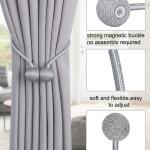 (1 Pair) Curtain Tiebacks Curtain Drape Hold backs Clips Rope Holder Tie Back for Home Bedroom Office (Grey).