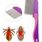 Flea Comb for Cat Dog, Stainless Steel Fine Tooth Flea Lice Tear Stain Remover Comb(2 Pcs).
