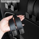 Pack of 2 Double Hooks for Car Seat Back, Car Seat Double Hook Back Hook, Car Hook for Headrest, Leather Car Seat Back Double Hook..