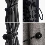 (1 Pair) Curtain Tiebacks Curtain Drape Hold backs Clips Rope Holder.(Black)