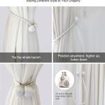 2 Pair Magnetic Curtain Tiebacks Convenient Drape Tie Backs-Pearl Decorative Rope Holdback Holder(2 pair).White