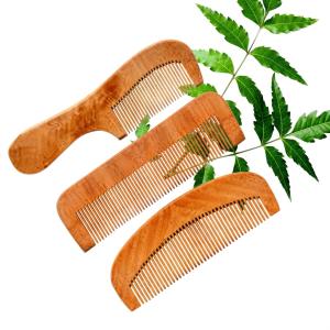 Pack of 3 Pieces Handmade Wooden Comb (Lakdi ka Kangha) Wide Tooth Comb For Women & Men Hair Growth.