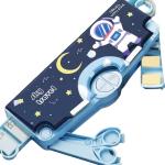 Plastic Space Theme Multiple Compartment Pencil Box Geometry Box (Blue) 1 Piece