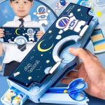 Plastic Space Theme Multiple Compartment Pencil Box Geometry Box (Blue) 1 Piece