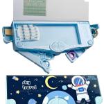 Plastic Space Theme Multiple Compartment Pencil Box Geometry Box (Blue) 1 Piece
