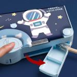 Plastic Space Theme Multiple Compartment Pencil Box Geometry Box (Blue) 1 Piece