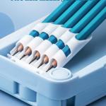 Plastic Space Theme Multiple Compartment Pencil Box Geometry Box (Blue) 1 Piece