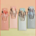 PRIMUM 8 PCS Mini Makeup Brush Set with Case, Portable Foundation Brush Kit Travel,
