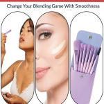 PRIMUM 8 PCS Mini Makeup Brush Set with Case, Portable Foundation Brush Kit Travel,