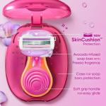 Bikini Saving Razor for Ladies Portable Shaving Kit with 3 Blades, Pink and Blue (Pack of 1).