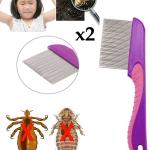Flea Comb for Cat Dog, Stainless Steel Fine Tooth Flea Lice Tear Stain Remover Comb(2 Pcs).