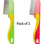 Flea Comb for Cat Dog, Stainless Steel Fine Tooth Flea Lice Tear Stain Remover Comb(2 Pcs).