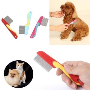 Flea Comb for Cat Dog, Stainless Steel Fine Tooth Flea Lice Tear Stain Remover Comb(2 Pcs).