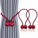 (1 Pair) Curtain Tiebacks Curtain Drape Hold backs Clips Rope Holder.(Maroon).