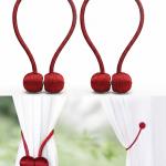 (1 Pair) Curtain Tiebacks Curtain Drape Hold backs Clips Rope Holder.(Maroon).