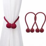 (1 Pair) Curtain Tiebacks Curtain Drape Hold backs Clips Rope Holder.(Maroon).