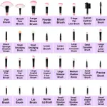 Makeup Brush Set With Burgundy Brush Bag (Pack of 24) Pink