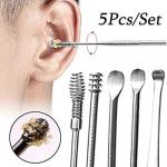 6 Pcs Ear Wax Cleane Ear Cleansing Tool Set, with a Storage Box (Silver, 6pcs)