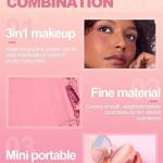 3 in 1 Makeup Blusher & Highlighter Professional Makeup Bristle For Girls & Women (Multi Color)