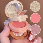 3 in 1 Makeup Blusher & Highlighter Professional Makeup Bristle For Girls & Women (Multi Color)
