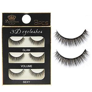 Black Handmade Natural Thick Long Polyester, 3 Pairs False Eyelashes