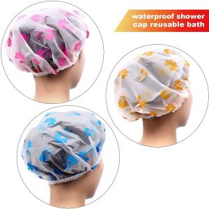 Rain and shower Cap Disposable Shower Caps for Women Larger Thicker Waterproof set of 3