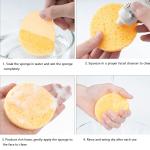 Compressed Facial Sponges, Cellulose Facial Sponges, Exfoliating Wash Round Face Sponge for Facial Cleansing 3 Pcs