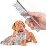 2 Pcs Stainless Steel Pet Tool Grooming Comb Removes Tangles, Mats, Loose Hair and Dirt for Cats Dogs 1 Pcs