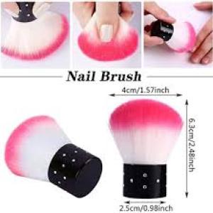 Nail Art Soft Nail Cleaner Brush Mini Stainless Steel Handle Remove Dust Small (Multicolor) 1pcs.