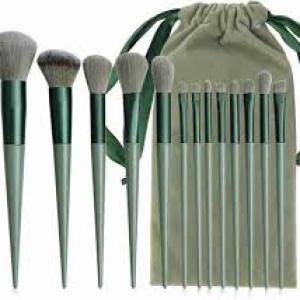 Professional 13pcs Makeup Brushes (Green).
