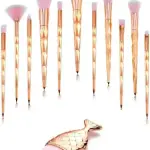 8 HANDLE MAKEUP BRUSH SET WITH 1 BIG FISH TAIL (Pink)