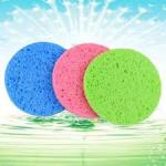 Compressed Facial Sponges, Cellulose Facial Sponges, Exfoliating Wash Round Face Sponge for Facial Cleansing 3 Pcs