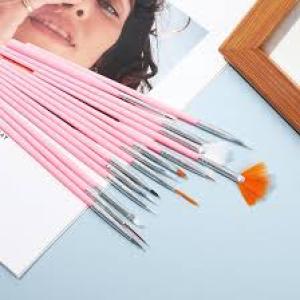 15 NAIL ART BRUSHES ALL DIFFERENT TYPES OF BRUSHES (PINK) Pack of 1