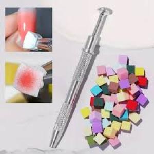 204Pcs Colorful Soft Nail Sponges With Grabbing Pen.