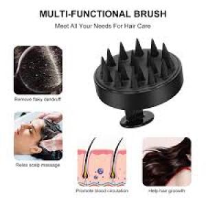 Scalp Massager Shampoo Brush |Natural Stone for Face Neck Healing Skin.(Black).1 Piece.