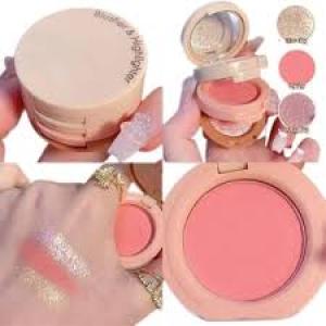 Professional Long Lasting Waterproof 3in1 Makeup Blusher & Highlighter For Girls & Women Pack of 1