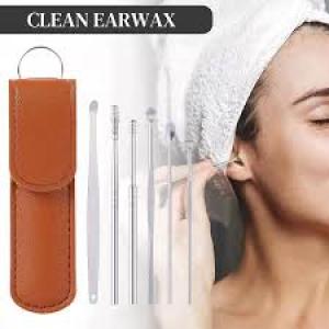 6 Pcs Ear Wax Cleaner, Ear Pick Earwax Removal Kit, Ear Cleansing Tool Set, with a Storage Box (Silver, 6pcs)