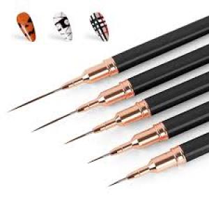 5pcs Set Extra Fine Line Liner Slim Brush Line Nail Brush Nail Art Pen (Black).