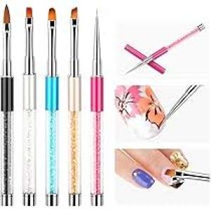 Premium Quality 5pcs Nail Art Liner Brushes, Nails Gel Polish Painting Nail Art Design Brush Pen Set.