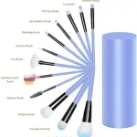 Glow Makeup Brush Set with Blue Storage Box (Pack of 12) 1 Pcs