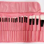 Makeup Brush Set With Burgundy Brush Bag (Pack of 24) Pink
