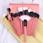 Makeup Brush Set With Burgundy Brush Bag (Pack of 24) Pink