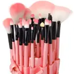 Makeup Brush Set With Burgundy Brush Bag (Pack of 24) Pink
