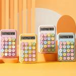12-Digit Pastel Theme Calculator with Big Buttons, Large LCD Display, Automatic Sleep, Battery Operated Mechanical Calculator for Office, School, and Home Use (Purple).