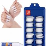 Premium White Fake Nails Set of 100 with 2 Nail Glue.