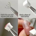 204pcs soft Nail Sponges with 4 Claws Metal Grabber, Mini Nail Sponges with Metal Grabber Pen Nail Brush