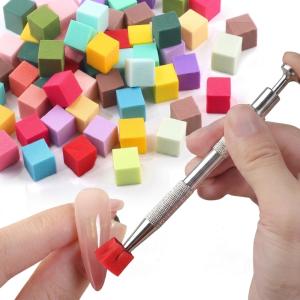 204pcs soft Nail Sponges with 4 Claws Metal Grabber, Mini Nail Sponges with Metal Grabber Pen Nail Brush