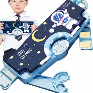 Multi-Functional Pencil Box For Kids, Space Pencil Box For Boys & Girls, Magnetic Pencil Box (Pack of 1).